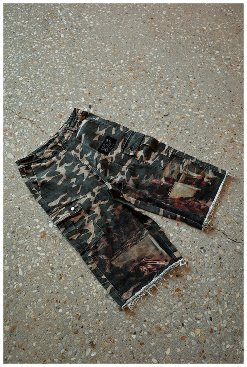 3/4 Length Camo Shorts “Last Supper”